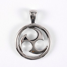316 Surgical Stainless Steel Pendants, Flat Round, 46x34x3mm, Hole: 9x5mm
