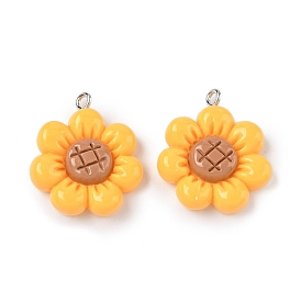 Непрозрачные подвески смолы, подсолнечник, с платиново-железными петлями