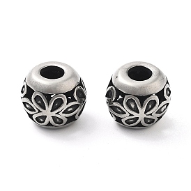 304 из нержавеющей стали европейские шарики, бусины с большим отверстием, круглая с цветком