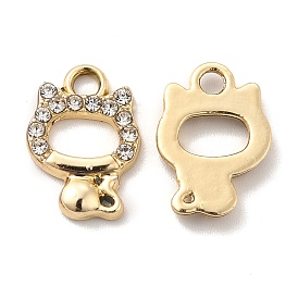 UV Plating Alloy Pendants, with Crystal Rhinestone, Cat Charms