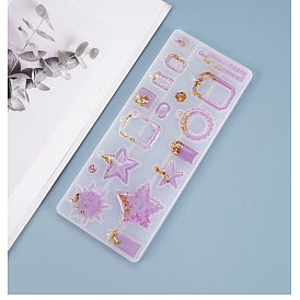 (Same Sku: DIY-D049-14)Mixed Shape Pendant Silicone Molds, Resin Casting Molds, For DIY UV Resin, Epoxy Resin Earring Jewelry Making