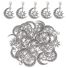 50шт. подвесные украшения в виде луны и солнца из сплава, с карабин-лобстерами 