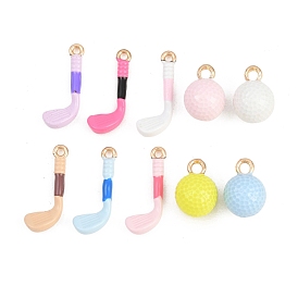 Подвески из эмали и сплава, Подвески в виде мяча для гольфа/клюшки для гольфа, золотые