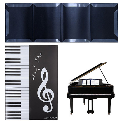 Папка для нот из полипропиленового пластика 6-страниц для фортепиано, трехсекционный расширяемый органайзер, прямоугольные