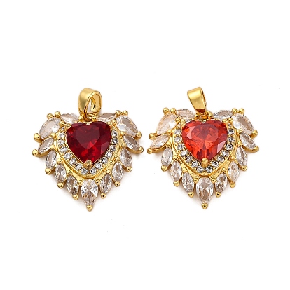 Латунные микро проложить кубического циркония подвески, сердце прелести, долговечный, без кадмия и без свинца, стойки покрытие