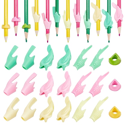 60шт 12 стильные полиэтиленовые/силиконовые ручки для карандашей для детей, инструмент для коррекции осанки, разнообразные