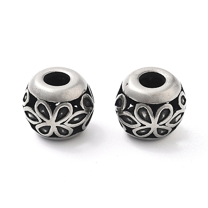304 из нержавеющей стали европейские шарики, бусины с большим отверстием, круглая с цветком