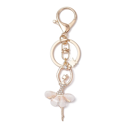 Брелки со стразами из сплава, смолой подвесками, балерина