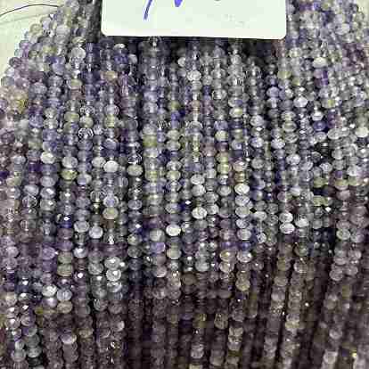 Граненые натуральные аметистовые бусы, рондель, граненые