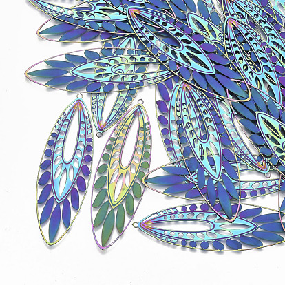 Ионное покрытие (ip) 304 большие филигранные подвески из нержавеющей стали, гравированные металлические украшения, овальные