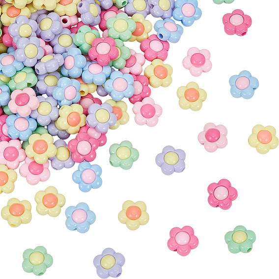 150шт. двухцветные непрозрачные акриловые бусины, цветок
