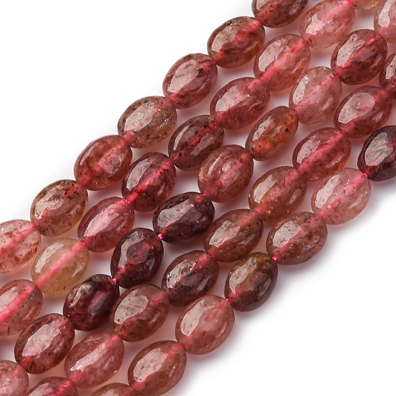 Природного кварца клубники нитей бисера, Плоско-овальные