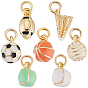 8шт 8 стили латунные эмалевые подвески, яйца, стойки покрытие, без кадмия и без свинца, долговечный, реальный 18 k позолоченный, круглые, с целью перехода в кольце