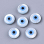 Natural White Shell Mother of Pearl Shell Beads, with Synthetic Turquoise, Evil Eye