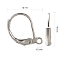 304 Stainless Steel Leverback Earring Findings, with Loop, 15x10x1.5mm, Hole: 1.5mm