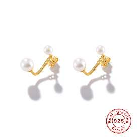Adjustable S925 Silver Earrings with Pearl-like Design for Minimalist Chic Look