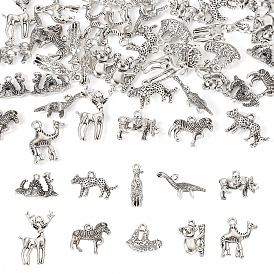 50 шт. 10 стили подвески в виде животных из сплава в тибетском стиле, античное серебро