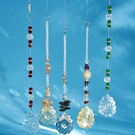 Valentine's Day Glass Beaded & Teardrop Hanging Ornaments, Suncatchers for Home Garden Outdoor Decoration