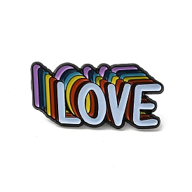 Rainbow Word LOVE Enamel Pins, Black Alloy Brooch for Backpack Clothes