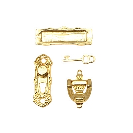 Mini serrures de porte en alliage, boîte aux lettres, sonnette et clé, accessoires de décoration de maison de poupée miniature