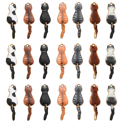 35шт 7 стили подвеска из сплава эмали, кошка, золотой свет