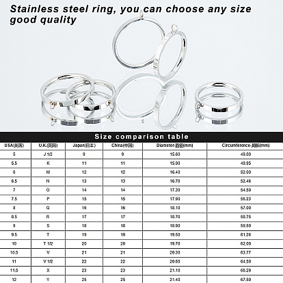 Unicraftale 10шт 5 стиль 304 настройки кольца из нержавеющей стали, кольцо петли, cmешанный размер