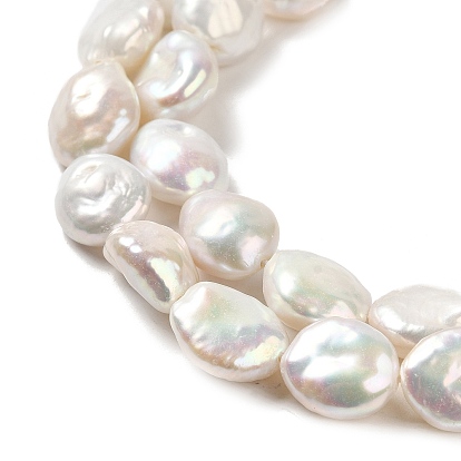 Natural Baroque Pearl Keshi Pearl Beads Strands, Cultured Freshwater Pearl, Nuggets Button, Grade 3A+