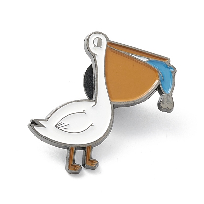Gans frisst Fisch-Emaille-Pin, Cartoon-Legierungsbrosche für Rucksackkleidung, Metallgrau