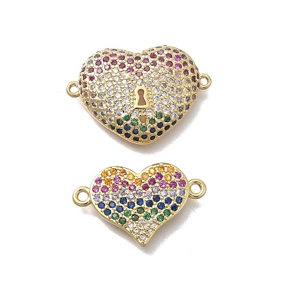 Подвески-сердечки с микропаве из латуни и кубическим цирконием, реальный 18 k позолоченный, без кадмия и без свинца, стойки покрытие, долговечный