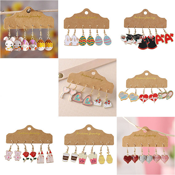 3 Парные серьги-подвески из цинкового сплава с эмалью, изготовленные к Пасхе, золотые