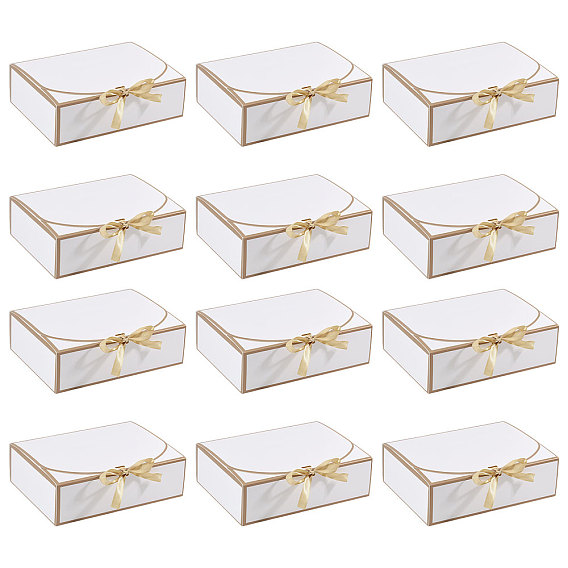 Cardboard Gift Package Boxes, with Polyester Ribbons, Square