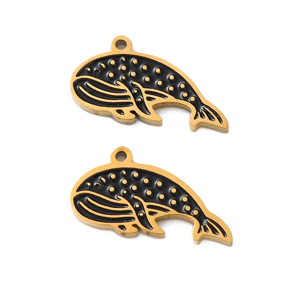 Ионное покрытие (ip) 304 подвески из нержавеющей стали с эмалью, реальный 18 k позолоченный, очарование кита