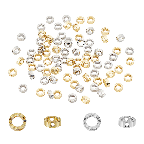 80шт 2 цвета латунные рамки для бус, фантазии вырезать, плоско-круглые, настоящее золото 18 покрытое золотом и настоящее платиновое покрытие