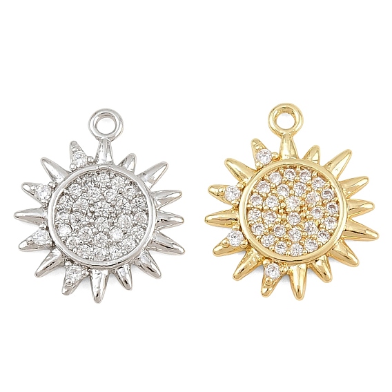 Latón micro pavimenta claro cubic zirconia encantos, encantos del sol