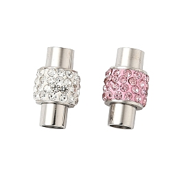 Магнитные застежки, нержавеющая сталь 304, колонка, со стразами, цвет нержавеющей стали