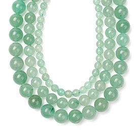3 brin 3 tailles brins de perles d'aventurine vertes naturelles, ronde