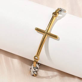 201 из нержавеющей стали крест ссылка браслеты, браслеты из цепочек панцирного плетения для мужчин и женщин, ионное покрытие (ip), долговечный