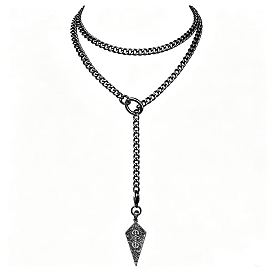 Collares tipo lariat ajustables de acero inoxidable quirúrgico con colgante de punta de flecha y cadena retorcida para mujer.