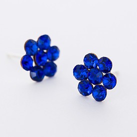 Sparkling Diamond Flower Earrings - Fashionable and Elegant Ear Jewelry (E136)