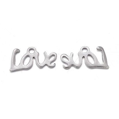 Valentine's Day 201 Stainless Steel Charms, Laser Cut, Word Love