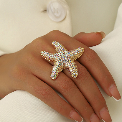 Наборы открытых колец-манжет из сплава для женщин, морская звезда/солнце