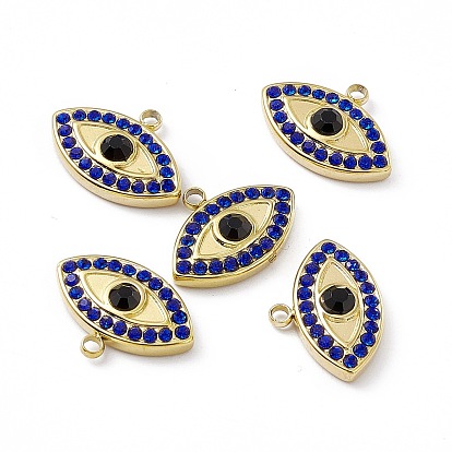 Vacuum Plating 201 Stainless Steel Pendants, with Rhinestone, Real 18K Gold Plated, Eye Charms