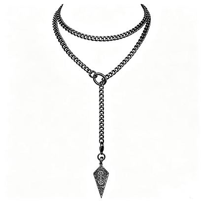 Collares tipo lariat ajustables de acero inoxidable quirúrgico con colgante de punta de flecha y cadena retorcida para mujer.