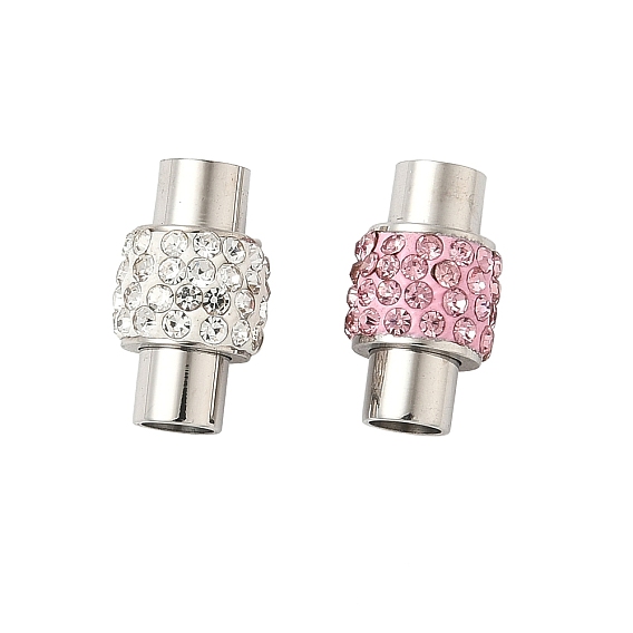 Магнитные застежки, нержавеющая сталь 304, колонка, со стразами, цвет нержавеющей стали