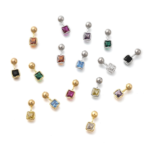 Квадратные подвески из латуни с микропаве из кубического циркония, без кадмия, без никеля и без свинца