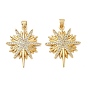 Brass Micro Pave Clear Cubic Zirconia Pendants, Star Charms