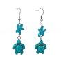 Synthetic Turquoise Beads Dangle Earrings, with Iron Finding and Stainless Steel Earring Hooks, Tortoise