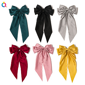 Chic Bow Ribbon Hair Clip Simple and Elegant Satin Spring Barrette for Back Head