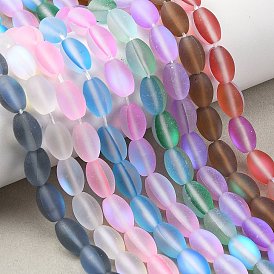 Dyed Synthetic Moonstone Beads Strands, Oval, Frosted