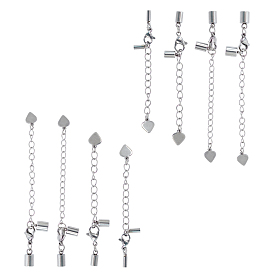 Unicraftale 304 Stainless Steel Chain Extender, with Cord Ends, Curb Chains and Lobster Claw Clasps